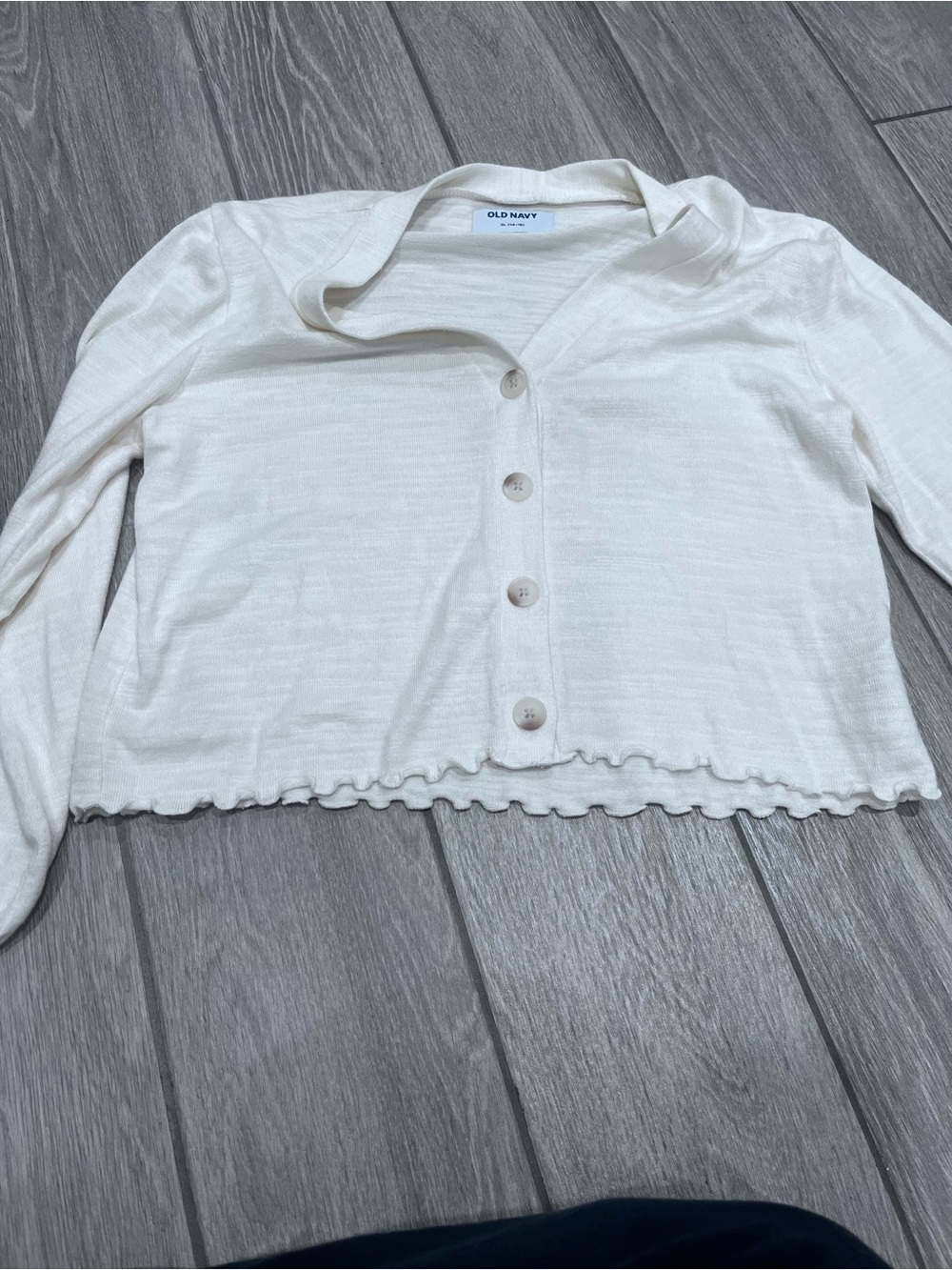 Old Navy Cream Button-Front Cropped Cardigan